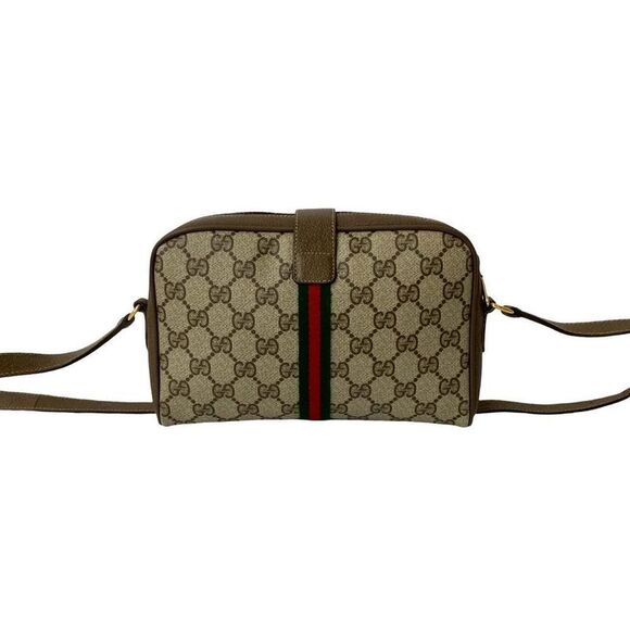 Pre Loved gucci Monogram Crossbody Web Stripe Women brown | brown Shoulder Bags - Picture 4 of 8